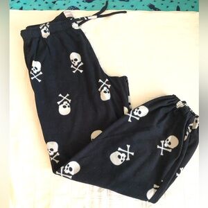 merona black White skulls PJ bottoms Mens Medium